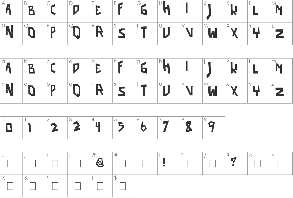 robo pimp slap font character map preview