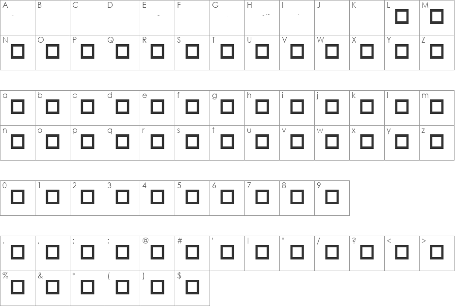 robot crisis font character map preview