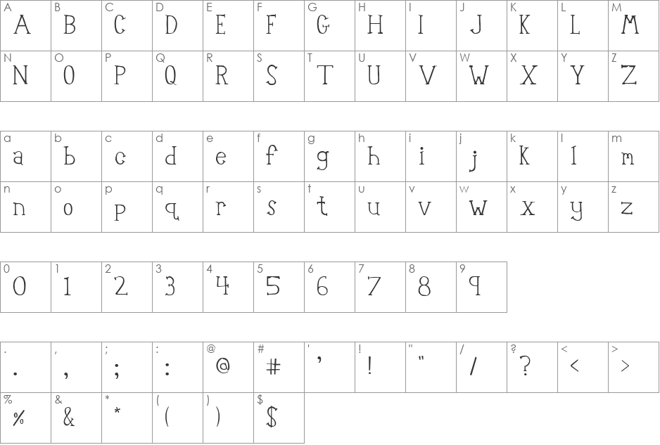 Robot Teacher font character map preview