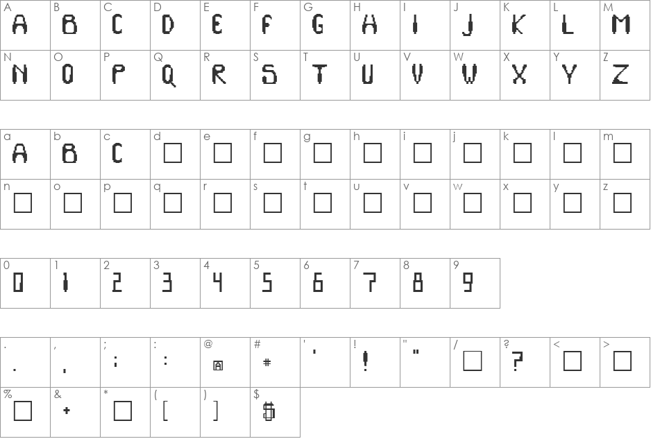 Robotic font character map preview