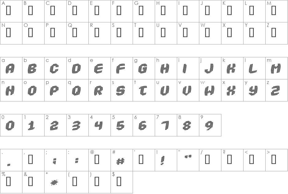 Robotica font character map preview