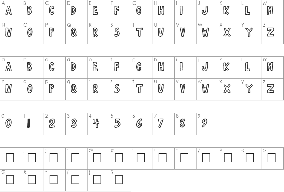 RobustA font character map preview