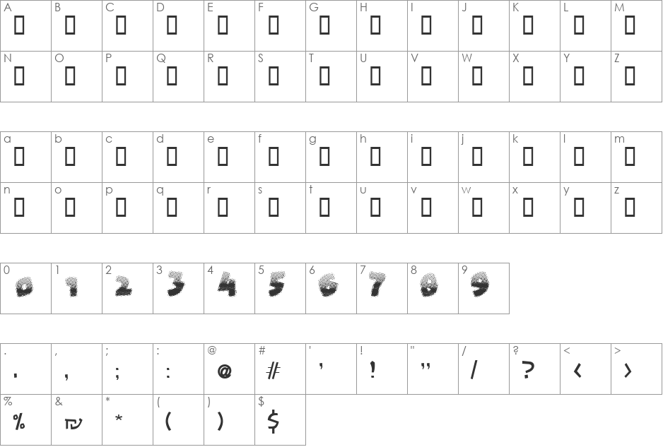 Rochele Point font character map preview