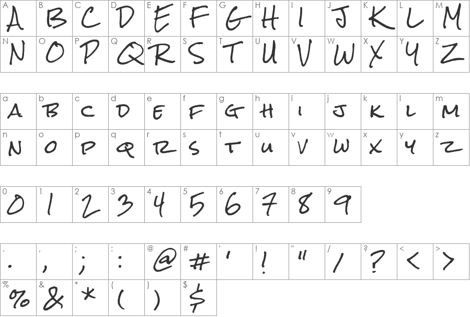 Rock Salt font character map preview