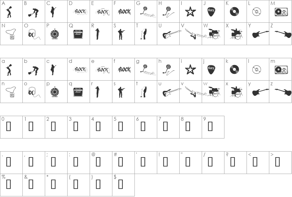 Rock Star 2.0 font character map preview