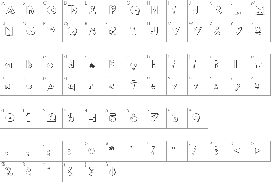 Rock-A-Billy font character map preview