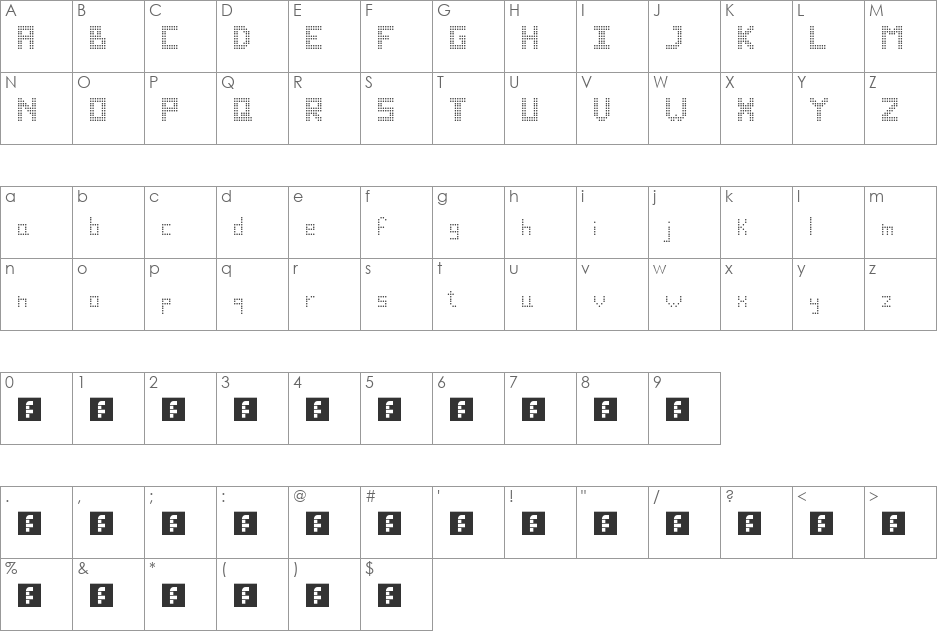 Rockandpoint font character map preview