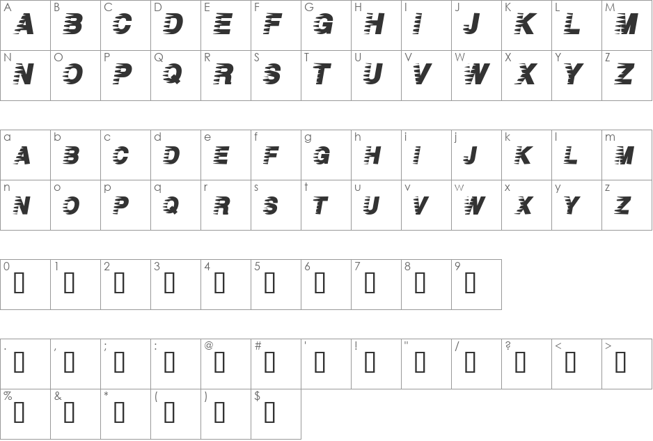 Rocket Fuel font character map preview