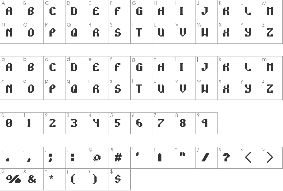 Rocket Propelled - DGL font character map preview