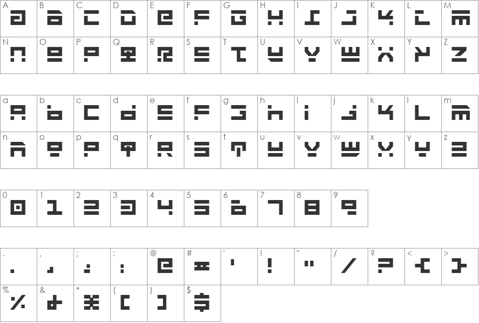 Rocket Type Bold font character map preview