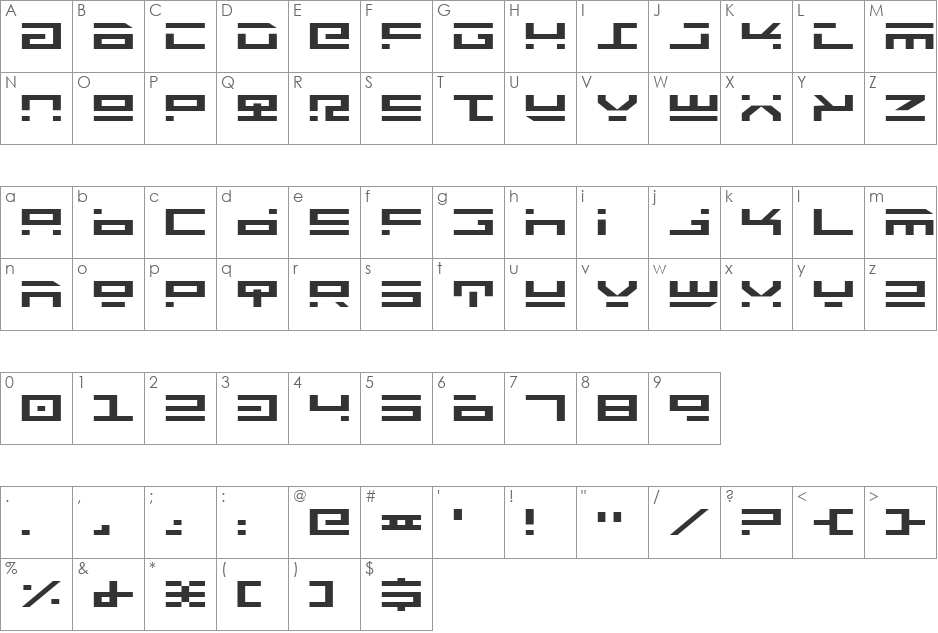 Rocket Type Expanded font character map preview