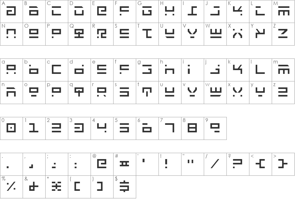 Rocket Type Light font character map preview