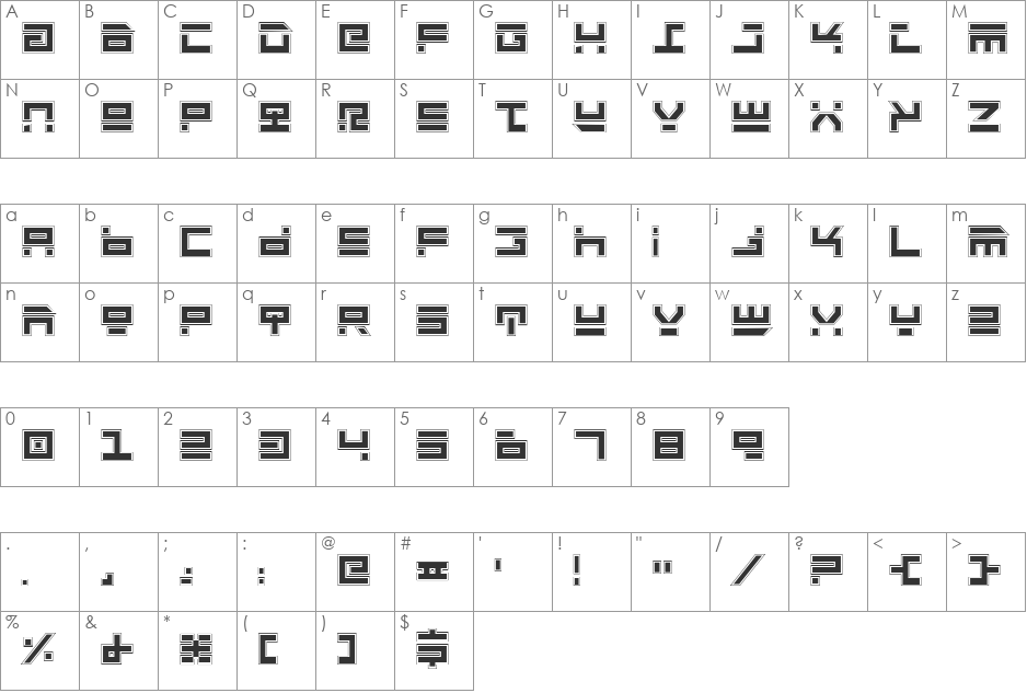 Rocket Type Pro font character map preview