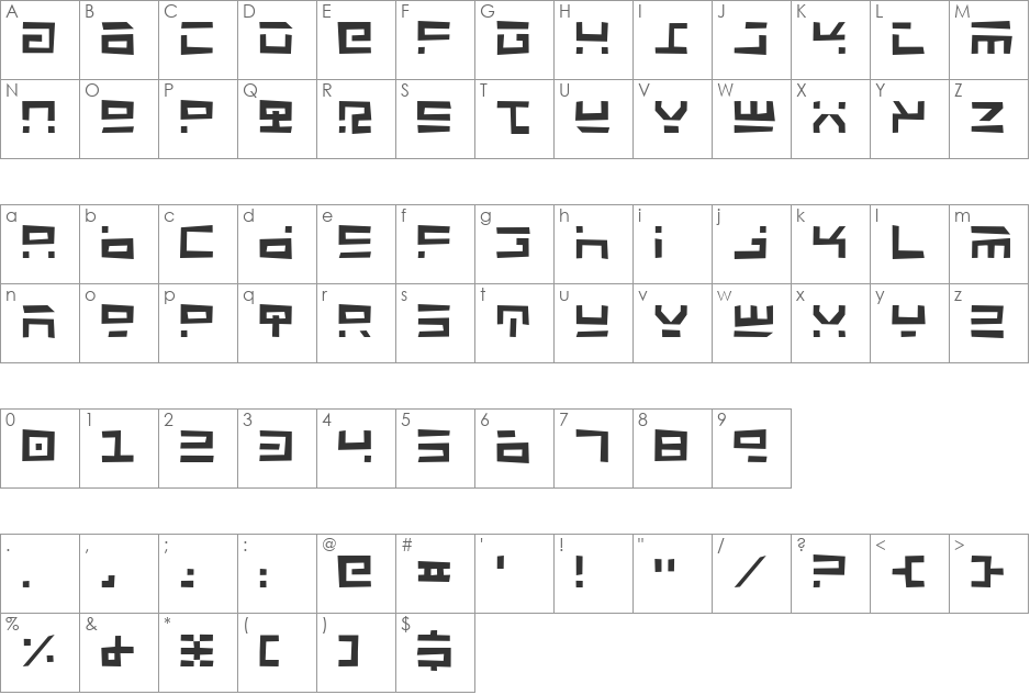 Rocket Type Shadow Italic font character map preview