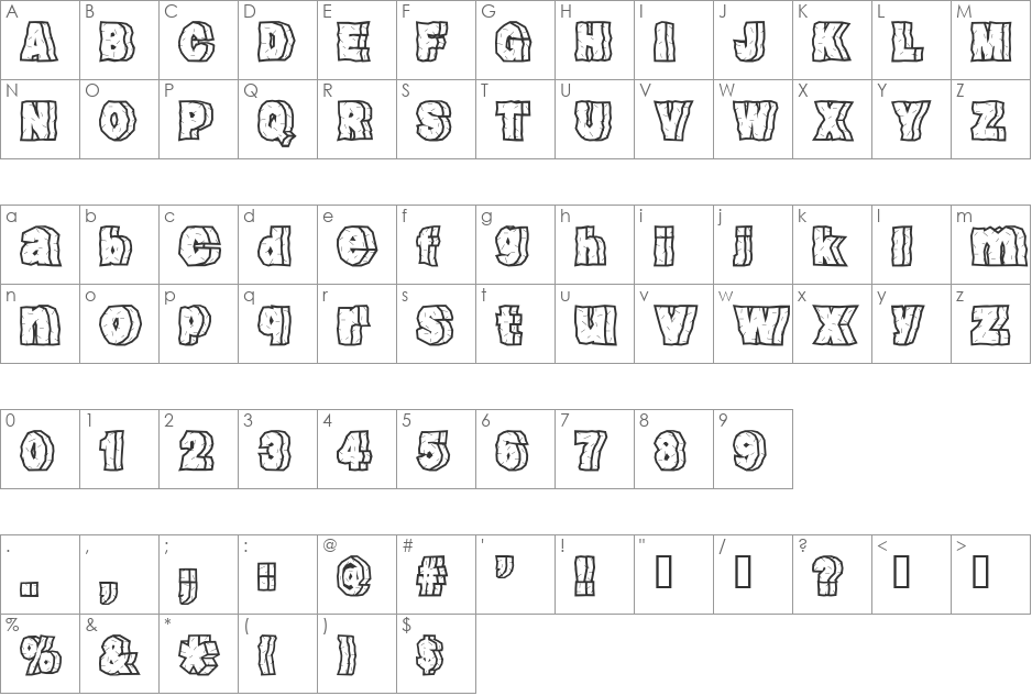 RockFont font character map preview