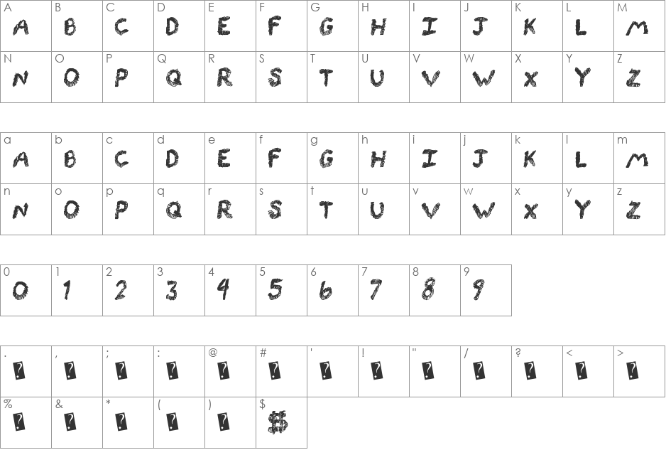 RockingLines font character map preview