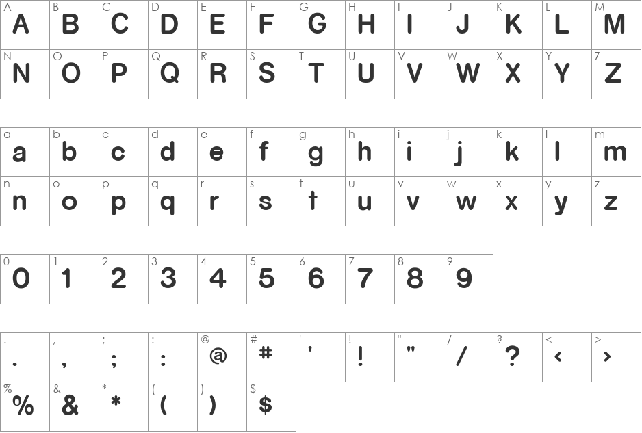 RockoUltraFLF font character map preview