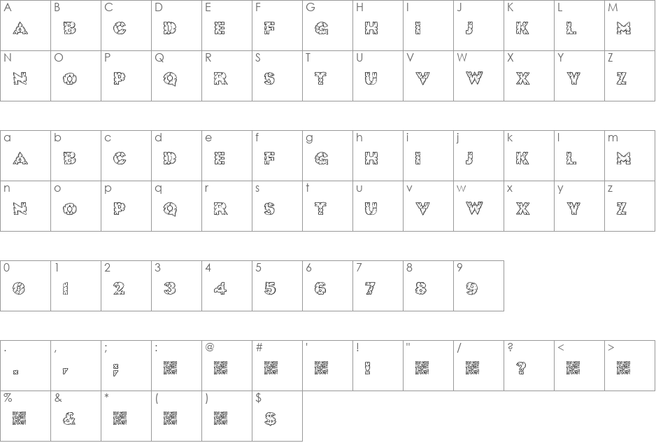 RockSolid font character map preview