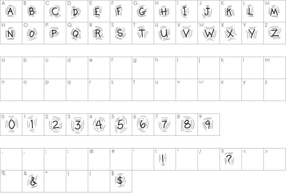 Rocky font character map preview
