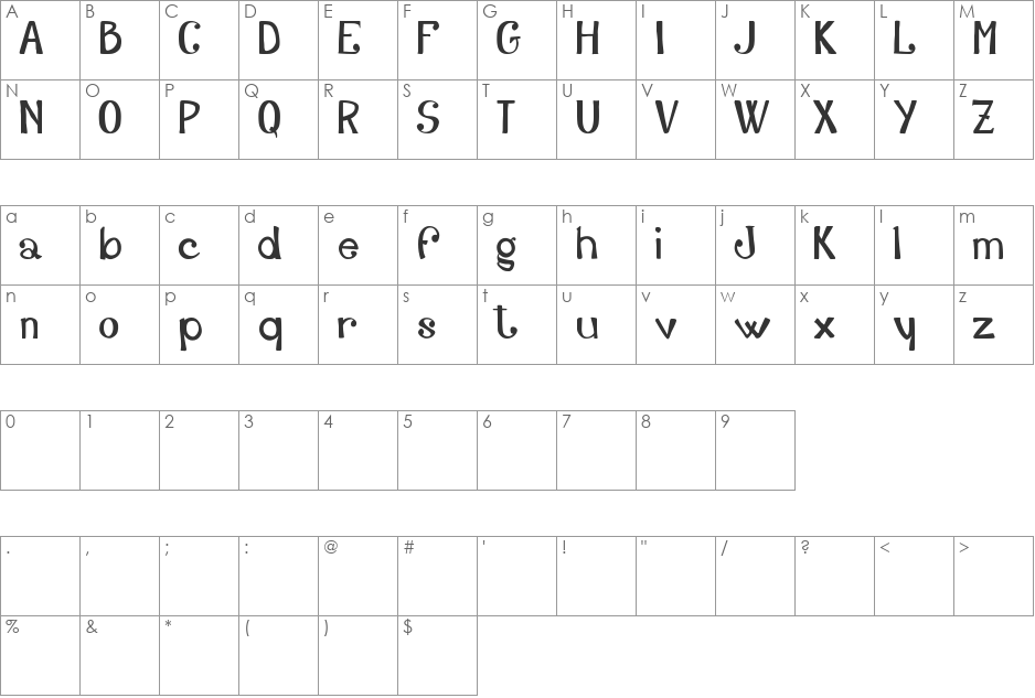 Adelfy_free-version font character map preview