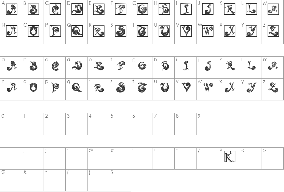 RococoCoquete font character map preview