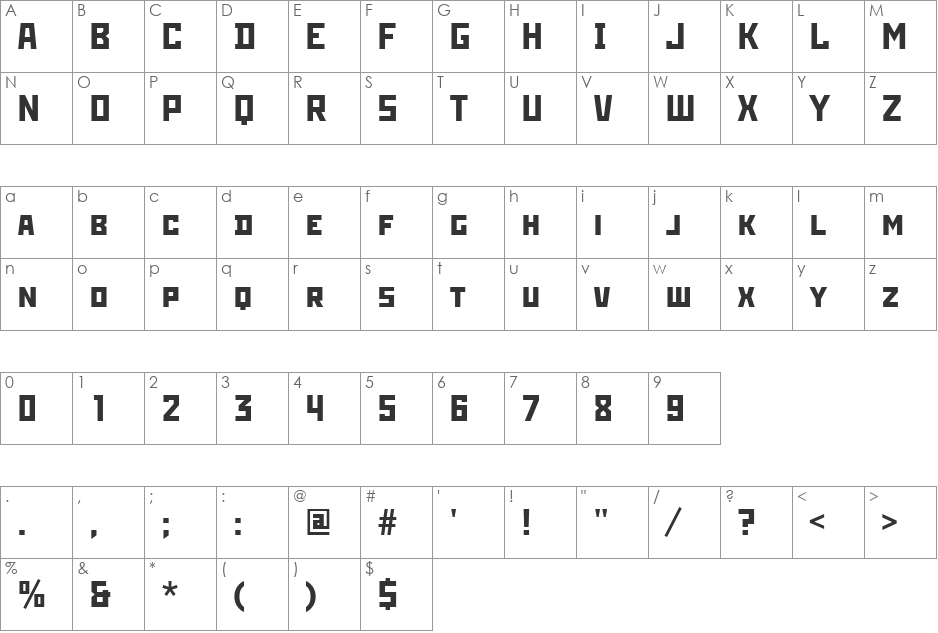 RodchenkoCTT font character map preview
