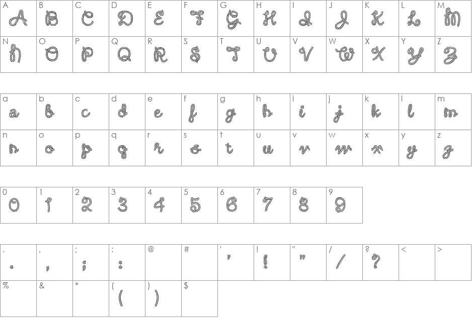 Rodeo Roundup font character map preview