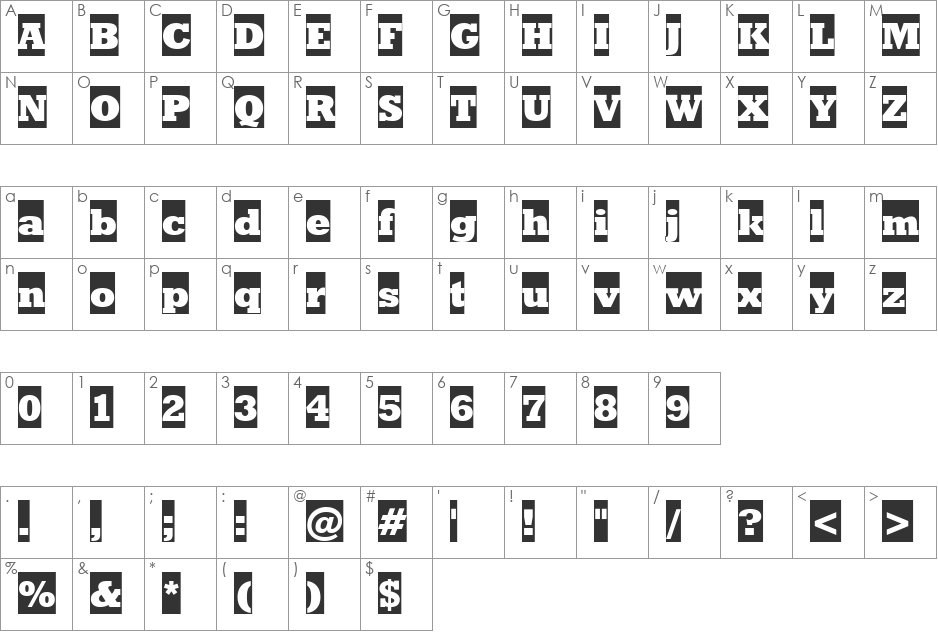RodeoExtraBoldCameo font character map preview