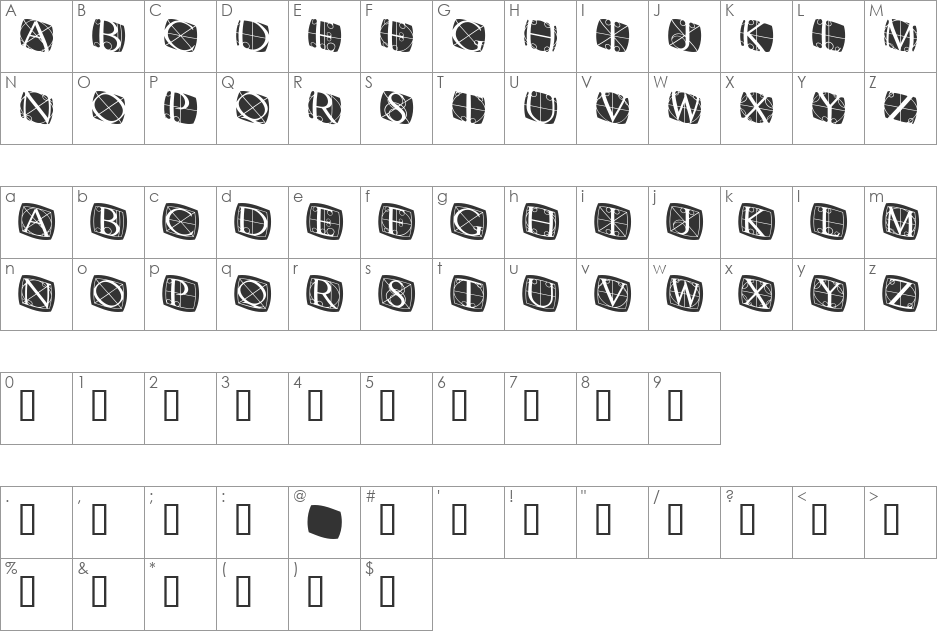 RodgauerThreeRounded font character map preview