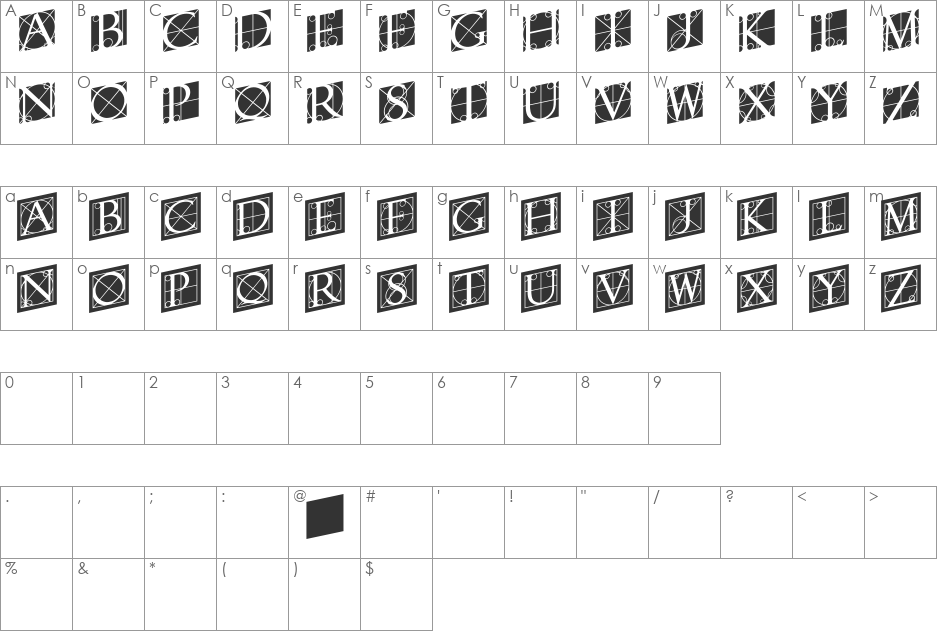 RodgauerTwo font character map preview