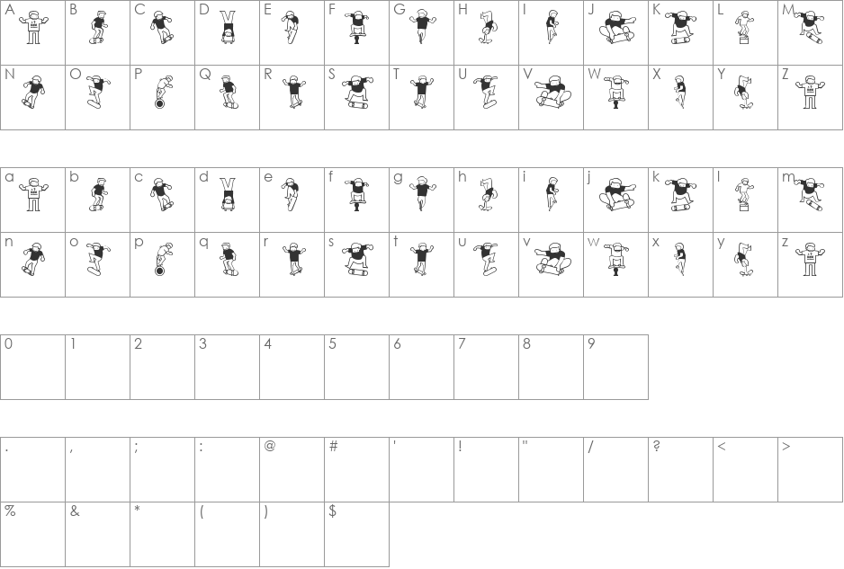 Rodney Mullen King font character map preview