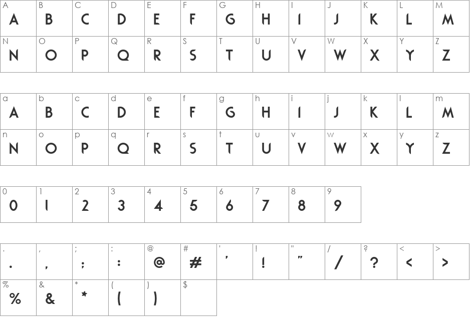 Rodondo font character map preview