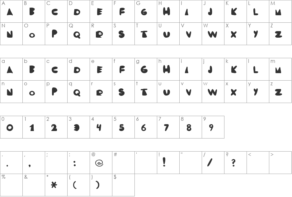 RODRIGO font character map preview