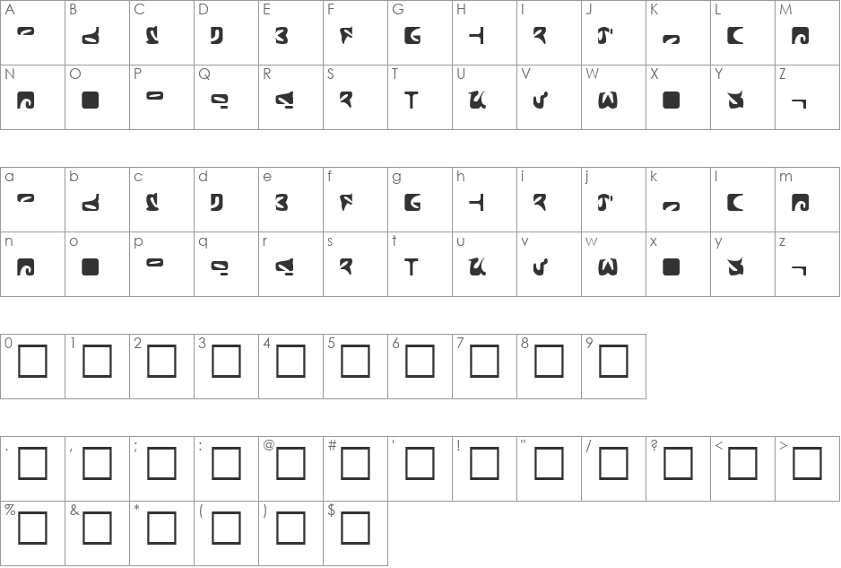 RODRIGO font character map preview