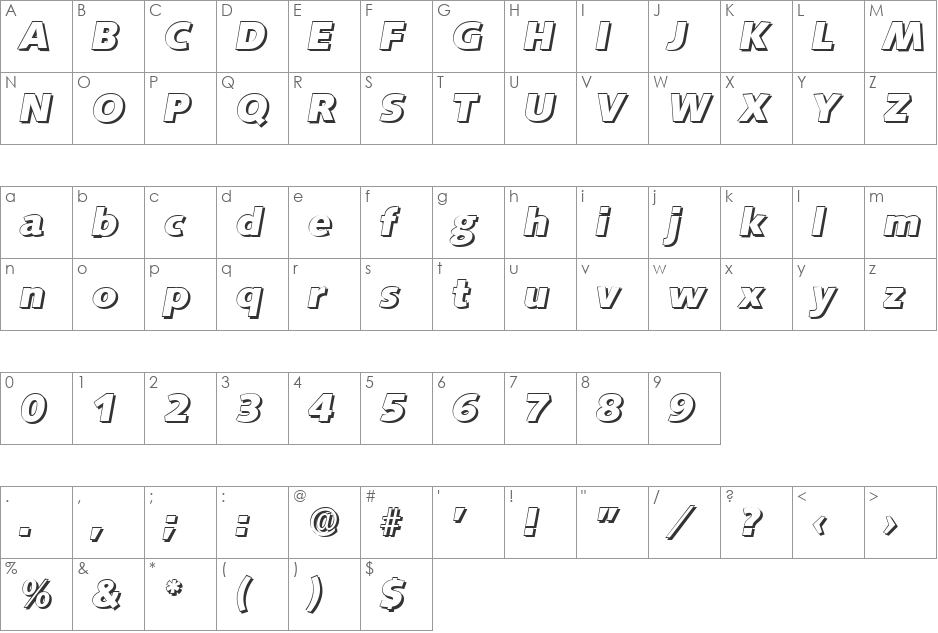 RogerBeckerShadow-ExtraBold font character map preview