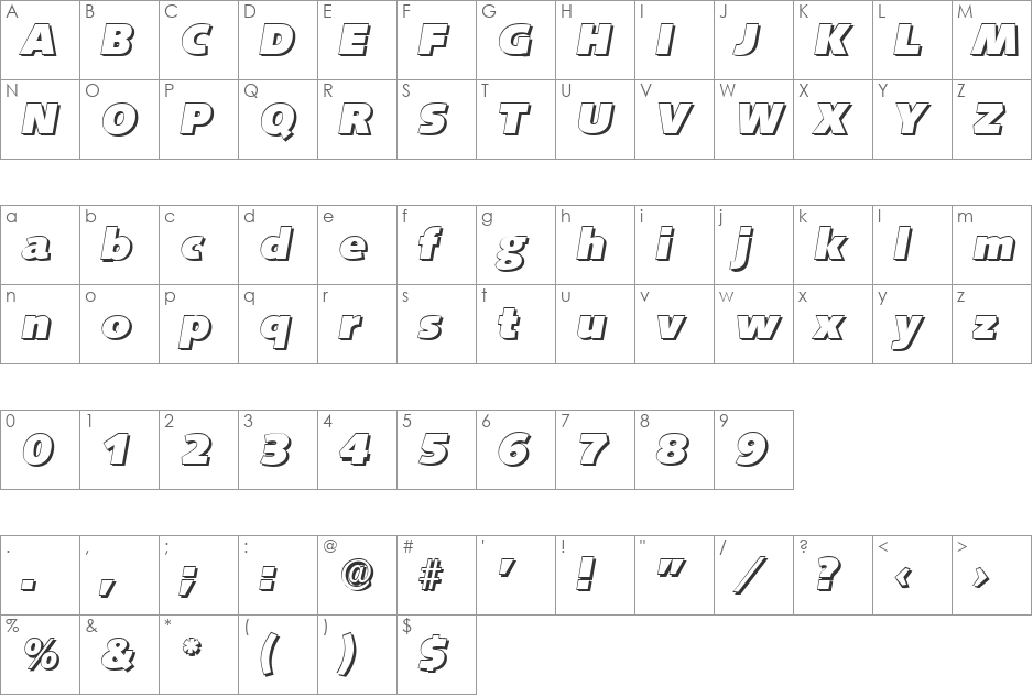RogerBeckerShadow-Heavy font character map preview
