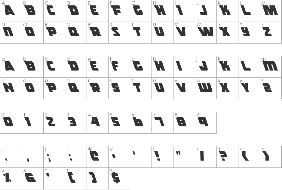Rogue Hero Left font character map preview