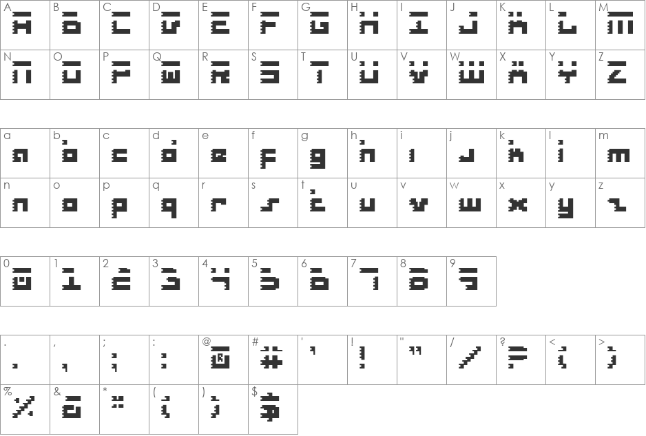 Roid Rage font character map preview