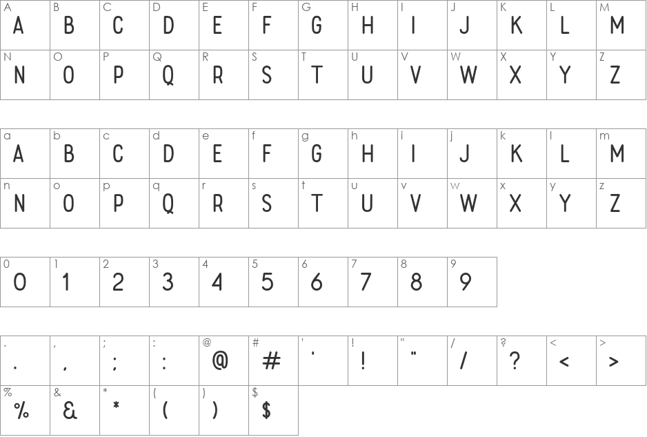 Rolade Free font character map preview