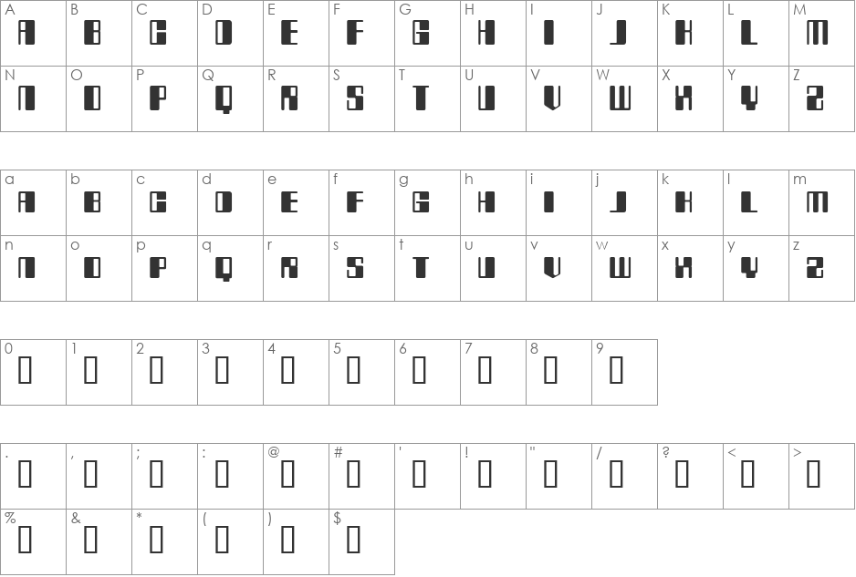 Rollerbollocks font character map preview