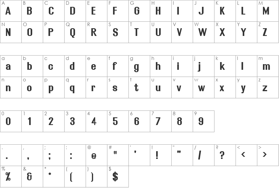 Rollout font character map preview