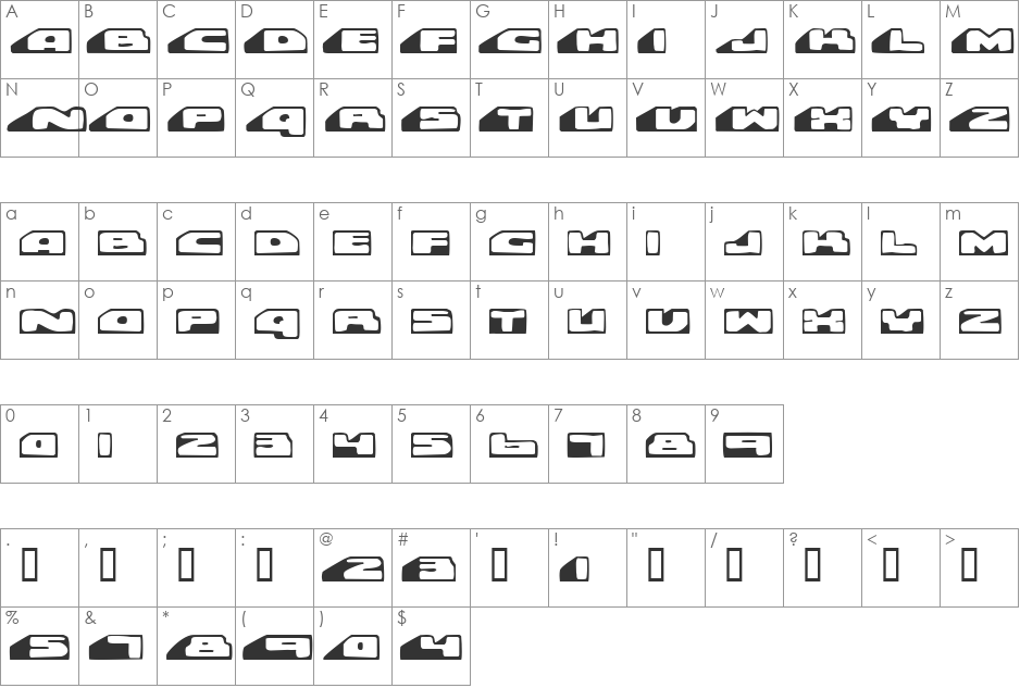 Rollover font character map preview