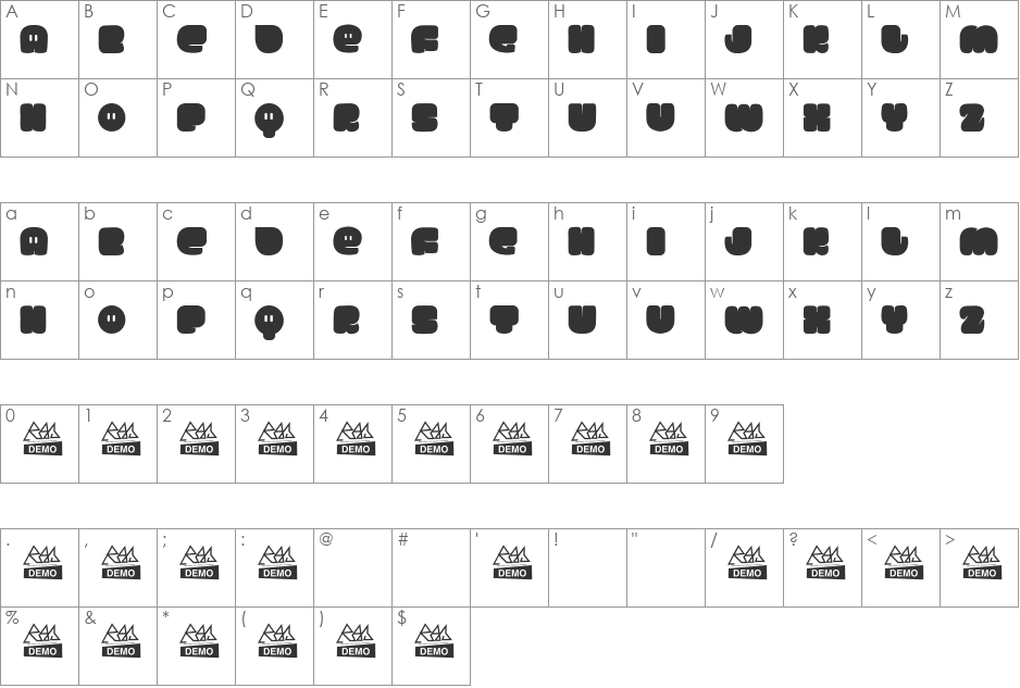 ROLO font character map preview