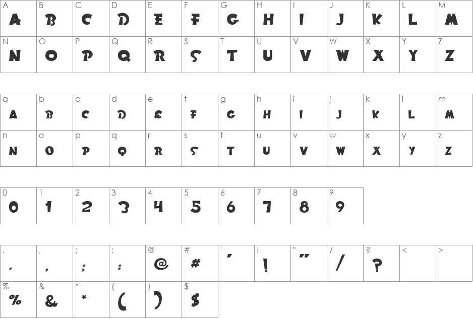 Rom font character map preview