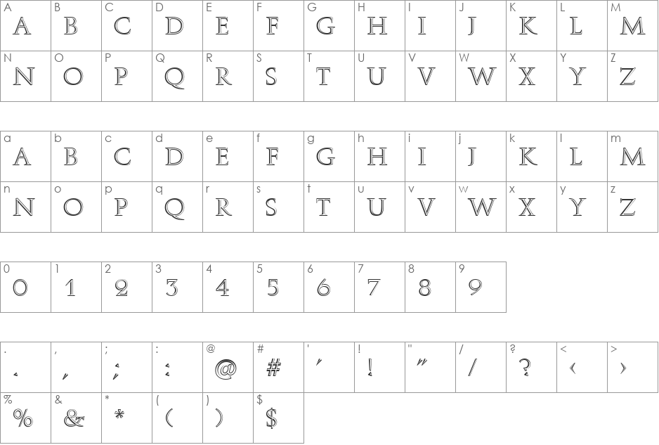 Roman Stonecut font character map preview