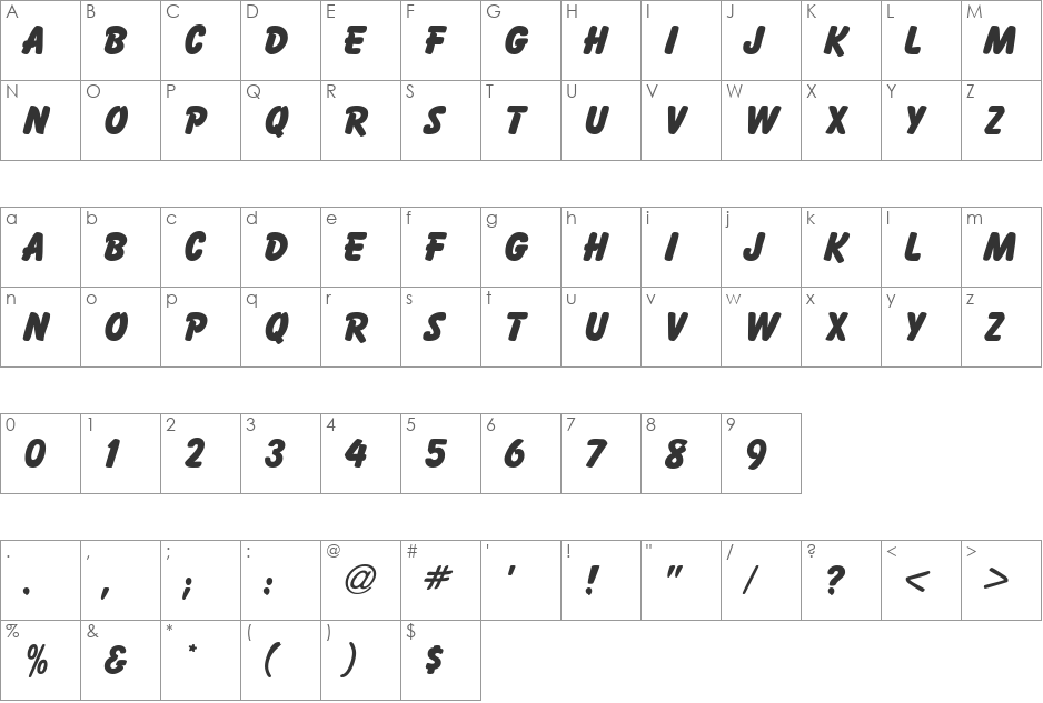BaltikDB font character map preview