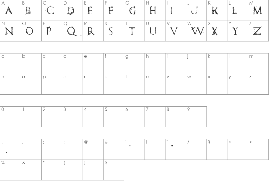 ROMANUM EST font character map preview