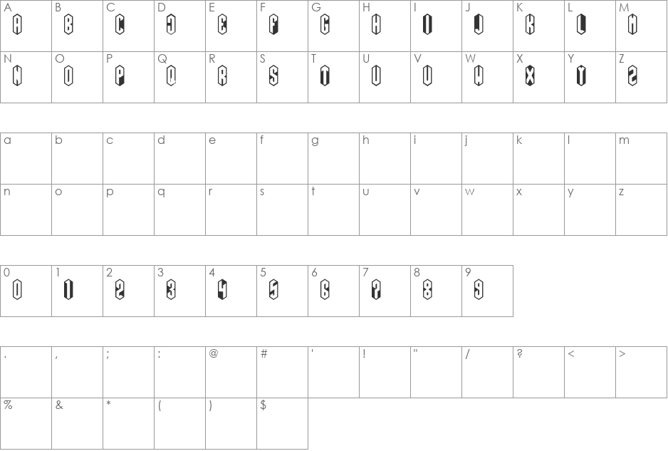 ROMB font character map preview