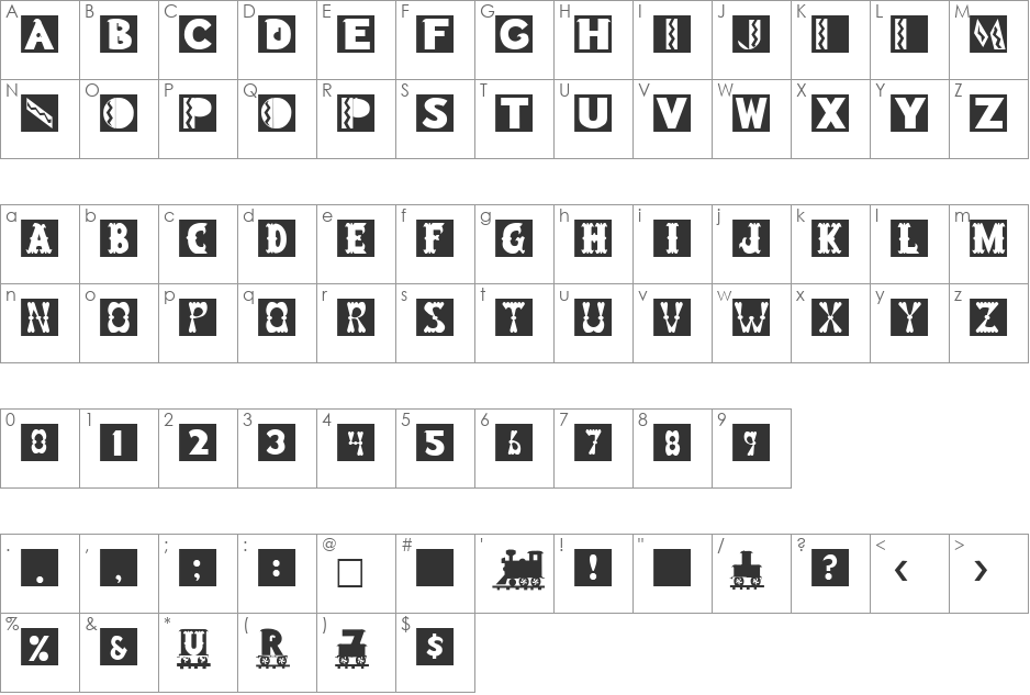 ROMNEY font character map preview