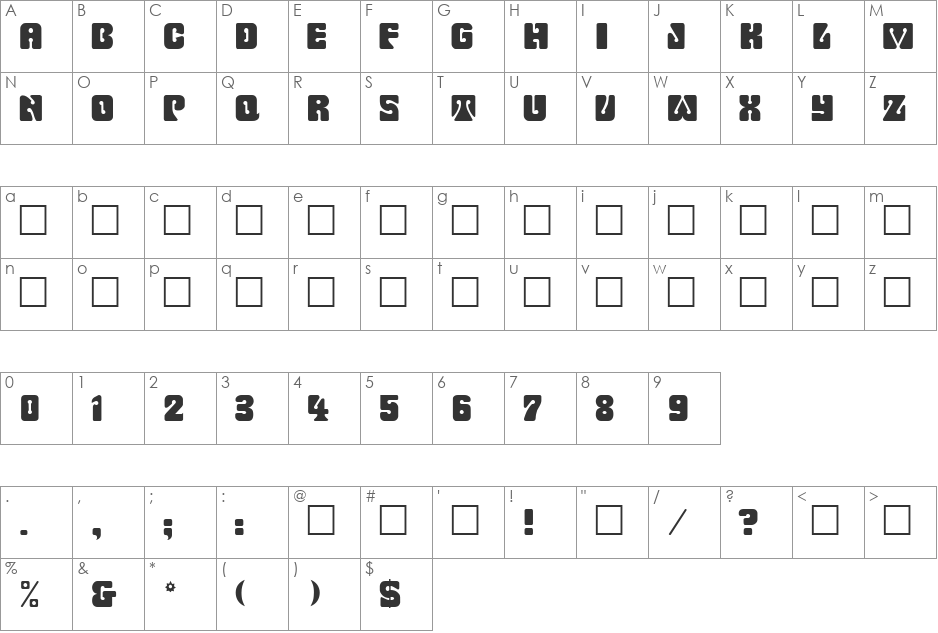 Romulan font character map preview